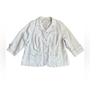 Studio Works 100% Linen Blazer Jacket in Neutral Natural Linen size XL